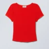 Modal-T-Shirt mit abgerundetem Saum – Rot