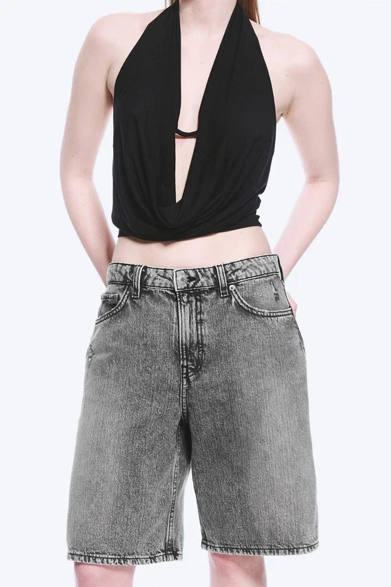 Monterey Low Rise Denim Shorts – Grey Fade – Grau Monterey Low Rise Denim Shorts – Grey Fade – Grau