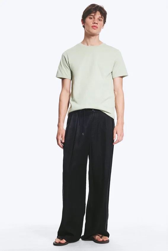 Nate Baggy-Hose aus Leinenmischung – Schwarz Nate Baggy-Hose aus Leinenmischung – Schwarz