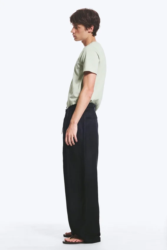 Nate Baggy-Hose aus Leinenmischung – Schwarz Nate Baggy-Hose aus Leinenmischung – Schwarz