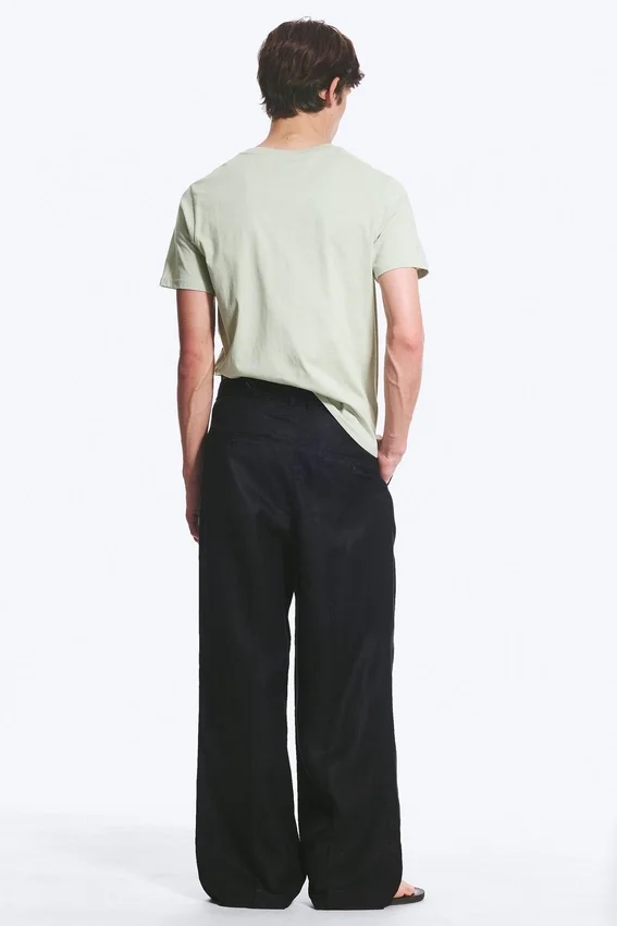 Nate Baggy-Hose aus Leinenmischung – Schwarz Nate Baggy-Hose aus Leinenmischung – Schwarz