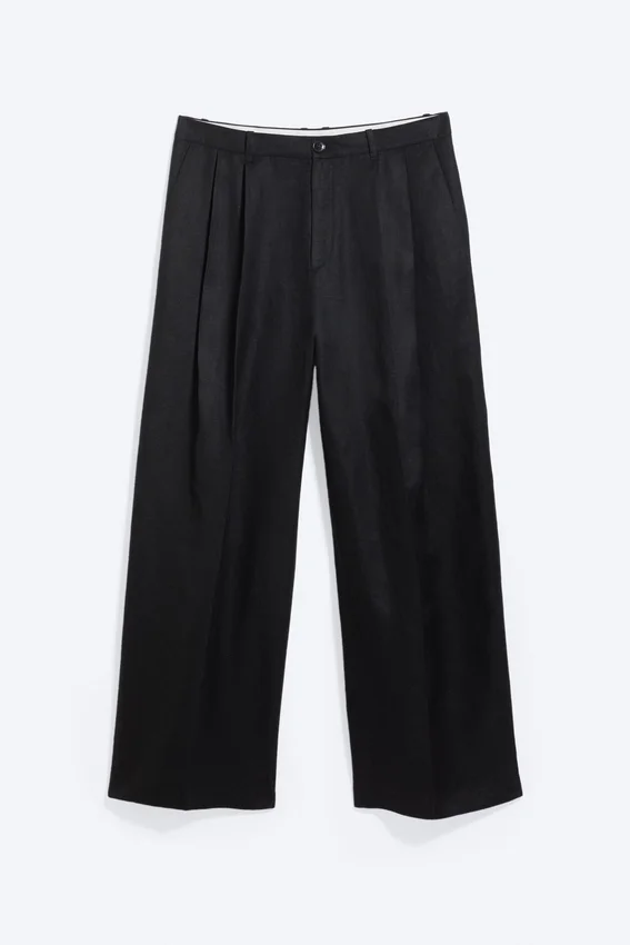 Nate Baggy-Hose aus Leinenmischung – Schwarz Nate Baggy-Hose aus Leinenmischung – Schwarz