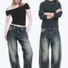 Nebula Unisex-Jeans mit mittlerer Leibhöhe und lockerem, tonnenförmigem Barrel-Bein – Laser Blue – Mittelblau Nebula Unisex-Jeans mit mittlerer Leibhöhe und lockerem, tonnenförmigem Barrel-Bein – Laser Blue – Mittelblau