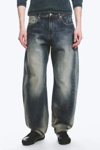 Nebula Unisex-Jeans mit mittlerer Leibhöhe und lockerem, tonnenförmigem Barrel-Bein – Laser Blue – Mittelblau Nebula Unisex-Jeans mit mittlerer Leibhöhe und lockerem, tonnenförmigem Barrel-Bein – Laser Blue – Mittelblau