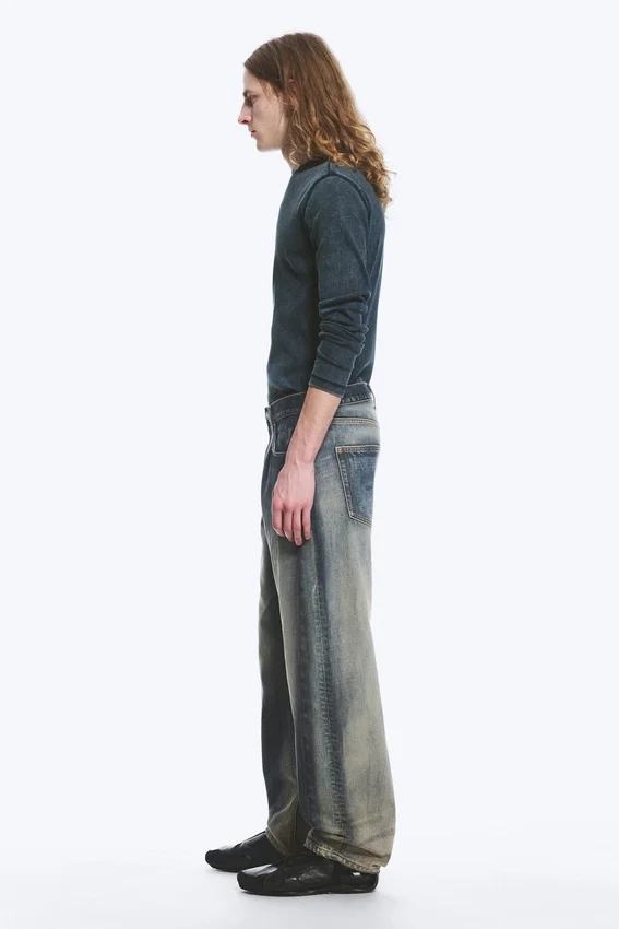 Nebula Unisex-Jeans mit mittlerer Leibhöhe und lockerem, tonnenförmigem Barrel-Bein – Laser Blue – Mittelblau Nebula Unisex-Jeans mit mittlerer Leibhöhe und lockerem, tonnenförmigem Barrel-Bein – Laser Blue – Mittelblau