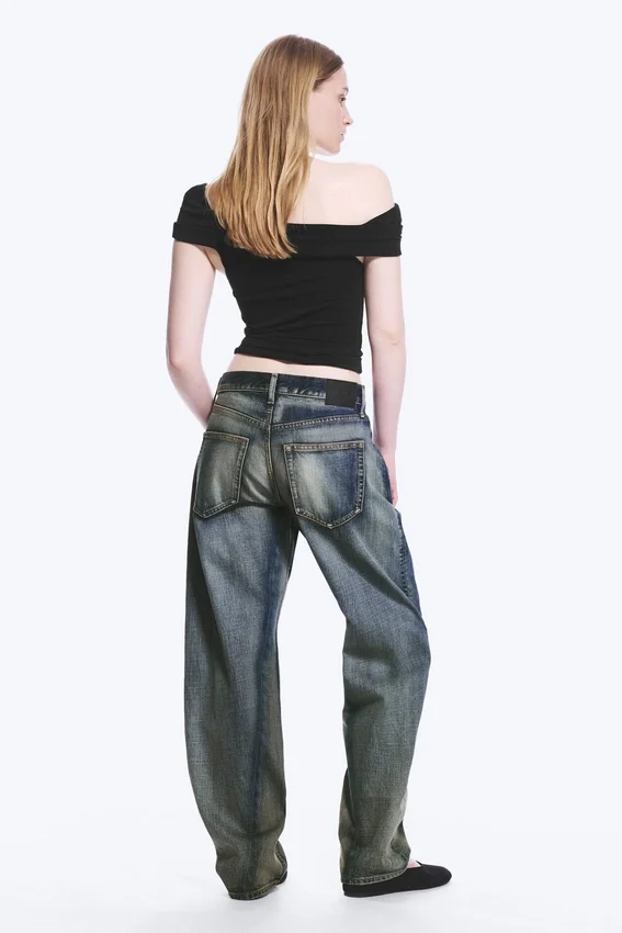 Nebula Unisex-Jeans mit mittlerer Leibhöhe und lockerem, tonnenförmigem Barrel-Bein – Laser Blue – Mittelblau Nebula Unisex-Jeans mit mittlerer Leibhöhe und lockerem, tonnenförmigem Barrel-Bein – Laser Blue – Mittelblau