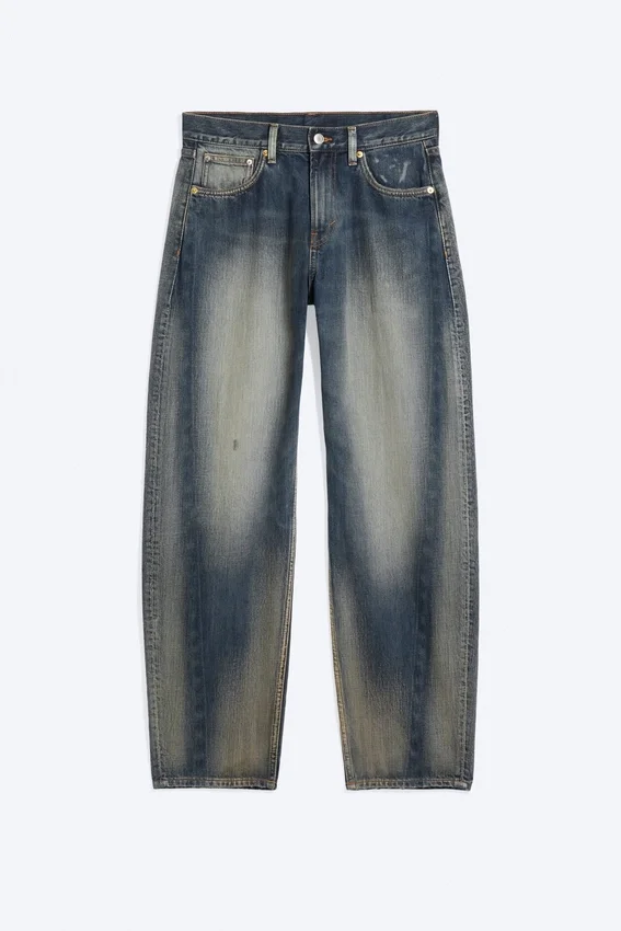 Nebula Unisex-Jeans mit mittlerer Leibhöhe und lockerem, tonnenförmigem Barrel-Bein – Laser Blue – Mittelblau Nebula Unisex-Jeans mit mittlerer Leibhöhe und lockerem, tonnenförmigem Barrel-Bein – Laser Blue – Mittelblau