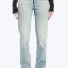Neptune Low-Rise-Jeans mit schmalem, geradem Bein – Broken Blue – Hellblau
