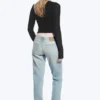 Neptune Low-Rise-Jeans mit schmalem, geradem Bein – Broken Blue – Hellblau