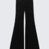 Niedrig geschnittene, ausgestellte Samt-Mesh-Hose – Schwarz Niedrig geschnittene, ausgestellte Samt-Mesh-Hose – Schwarz