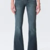 Niedrige Leibhöhe, verzierte Schlag-Jeans – Verziert Blau – Dunkelblau Niedrige Leibhöhe, verzierte Schlag-Jeans – Verziert Blau – Dunkelblau