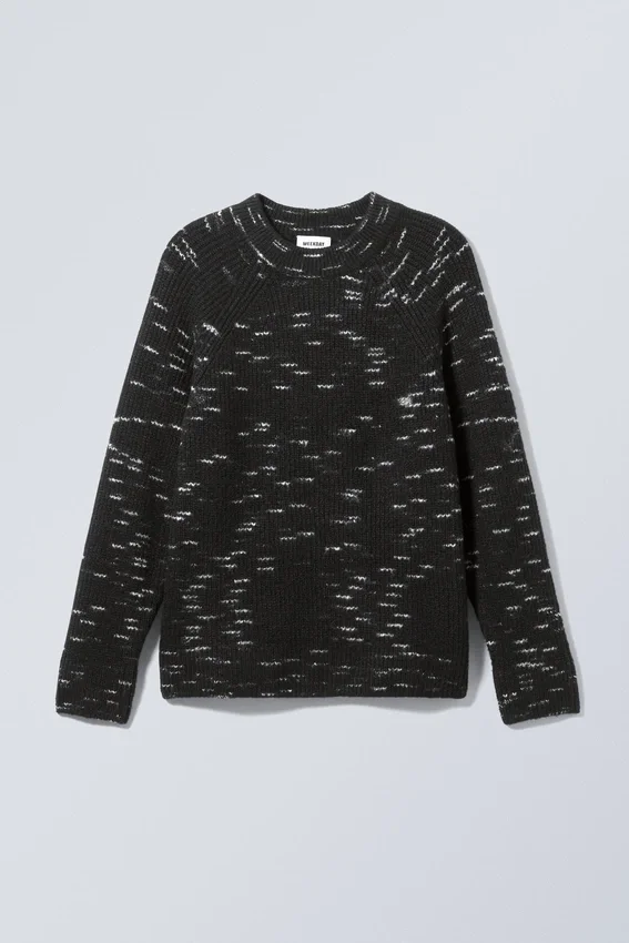 Norman Lässiger Raglan-Pullover – Schwarz meliert Norman Lässiger Raglan-Pullover – Schwarz meliert