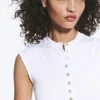 Oberteil mit Perlenknöpfen – Weiß – Perlenknöpfe Oberteil mit Perlenknöpfen – Weiß – Perlenknöpfe