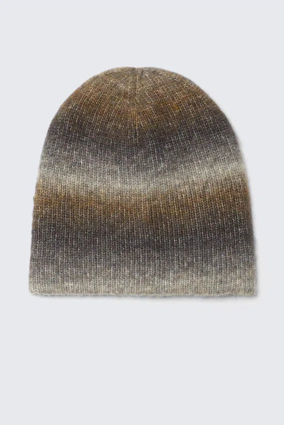 Ombre-gestreifte Mütze – Dusty Beige Ombre-gestreifte Mütze – Dusty Beige