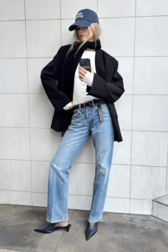 Origin Mid Rise Regular Straight Jeans – Mittelblau – Mittelblau