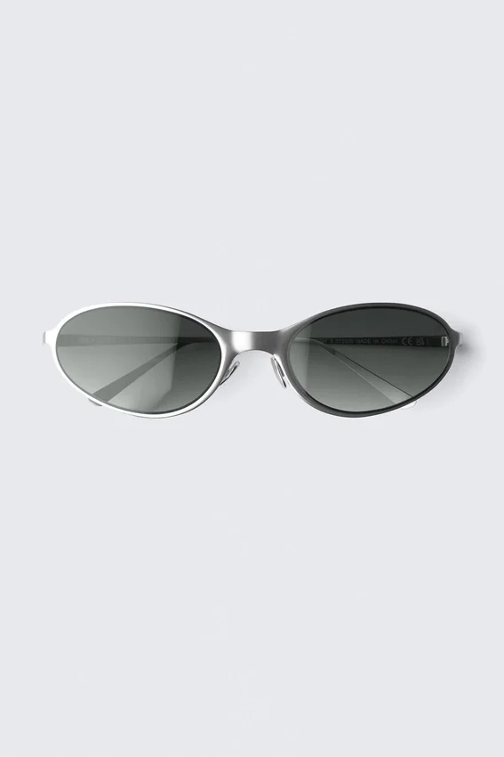 Ovale Metall-Sonnenbrillen – Silber – Dunkle Gläser Ovale Metall-Sonnenbrillen – Silber – Dunkle Gläser