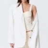 Oversize-Blazer mit Einreiher-Schlitz – Off-White