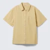 Oversize-Kurzarm-Shirt aus Baumwoll-Canvas – Beige