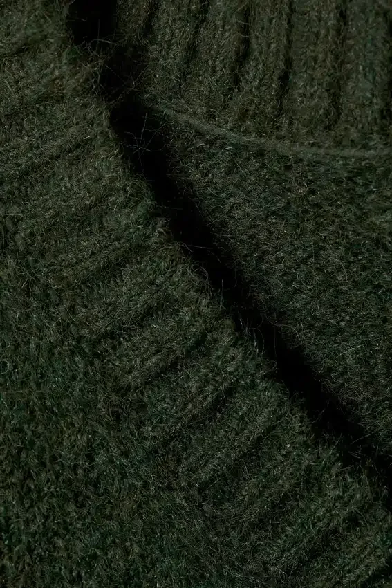 Oversize-Pullover aus Wollmischung mit V-Ausschnitt – Dunkelgrün Oversize-Pullover aus Wollmischung mit V-Ausschnitt – Dunkelgrün