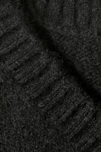 Oversize-Pullover aus Wollmischung mit V-Ausschnitt – Schwarz