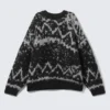Oversize-Pullover mit Fair-Isle-Muster – Dusty Black & Grey Haze Oversize-Pullover mit Fair-Isle-Muster – Dusty Black & Grey Haze