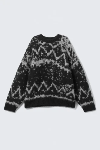 Oversize-Pullover mit Fair-Isle-Muster – Dusty Black & Grey Haze