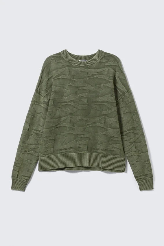 Oversize-Pullover mit Rippmuster – strukturiert, dunkelgrün Oversize-Pullover mit Rippmuster – strukturiert, dunkelgrün