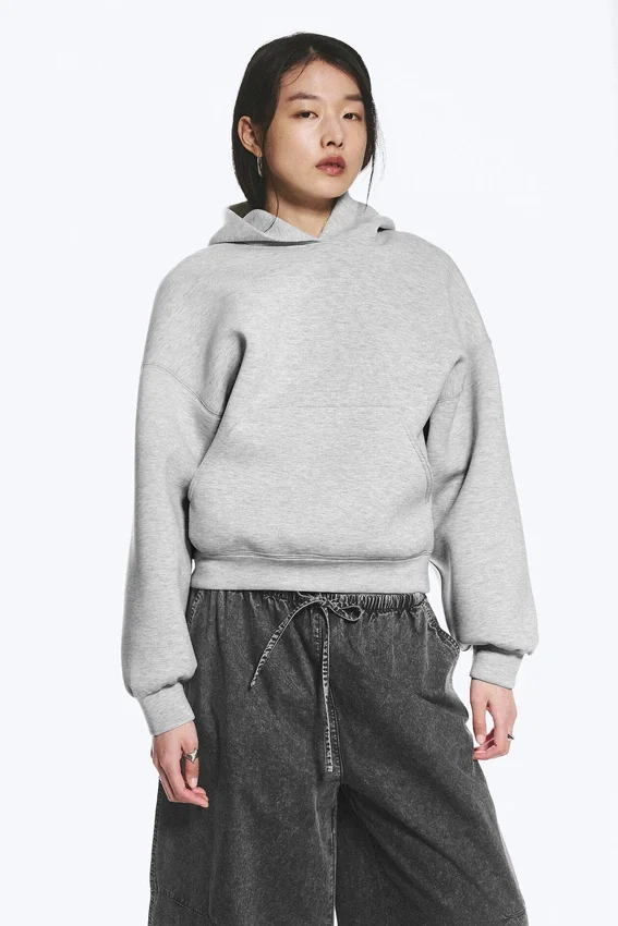 Oversize-Scuba-Kapuzenpullover – Hellgrau Oversize-Scuba-Kapuzenpullover – Hellgrau