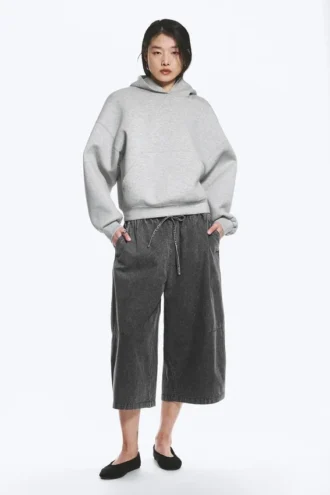 Oversize-Scuba-Kapuzenpullover – Hellgrau