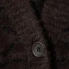 Oversize-Strickjacke mit V-Ausschnitt – Dunkelbraunes Zebramuster Oversize-Strickjacke mit V-Ausschnitt – Dunkelbraunes Zebramuster