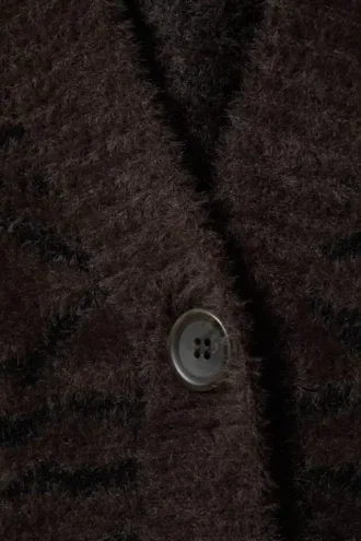 Oversize-Strickjacke mit V-Ausschnitt – Dunkelbraunes Zebramuster