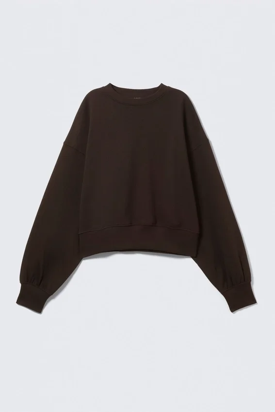 Oversize-Sweatshirt mit Rundhalsausschnitt – Dunkelbraun Oversize-Sweatshirt mit Rundhalsausschnitt – Dunkelbraun