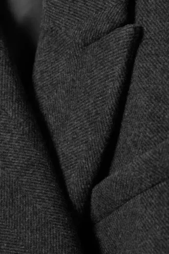 Oversized-Blazer aus Wollmischung mit Zweireiher-Schluss – Dunkelgrau – Fischgrätmuster