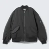 Oversized-Bomberjacke aus Twill – Dunkelgrau
