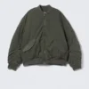 Oversized-Bomberjacke aus Twill – Dunkelkhaki-Grün Oversized-Bomberjacke aus Twill – Dunkelkhaki-Grün