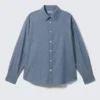 Oversized-Denim-Hemd mit langen Ärmeln – Blau