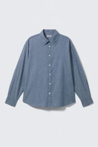 Oversized-Denim-Hemd mit langen Ärmeln – Blau