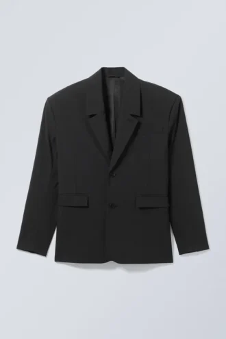 Oversized-Einreiher-Blazer – Schwarz