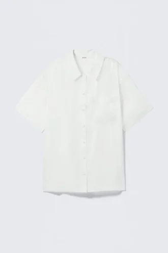 Oversized-Hemd aus Organza mit kurzen Ärmeln – Mint