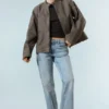 Oversized-Jacke aus gewaschenem Canvas – Grau