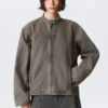 Oversized-Jacke aus gewaschenem Canvas – Grau