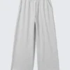 Oversized-Jogginghose aus Frottee mit weitem Bein – Grau meliert Oversized-Jogginghose aus Frottee mit weitem Bein – Grau meliert