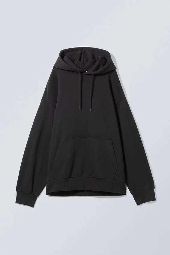 Oversized-Kapuzenpullover aus mittelschwerem Stoff – Schwarz Oversized-Kapuzenpullover aus mittelschwerem Stoff – Schwarz