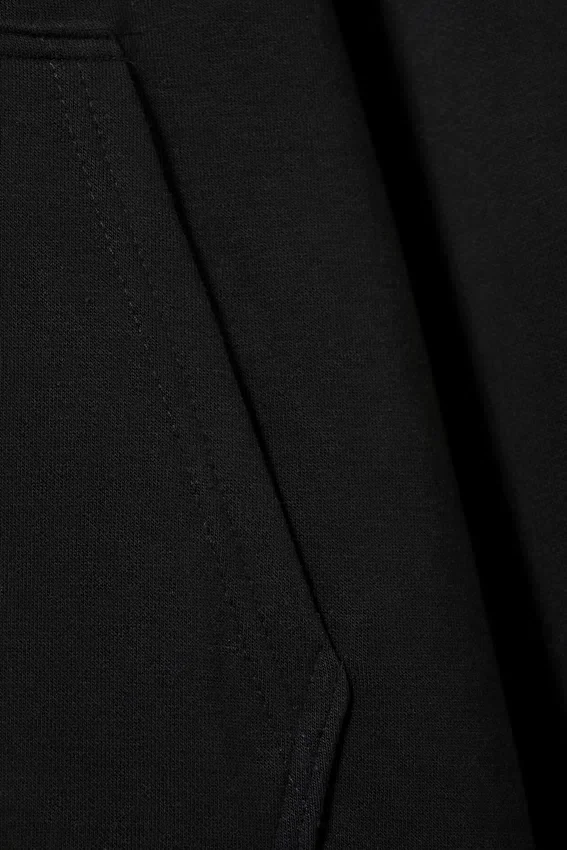 Oversized-Kapuzenpullover aus mittelschwerem Stoff – Schwarz Oversized-Kapuzenpullover aus mittelschwerem Stoff – Schwarz