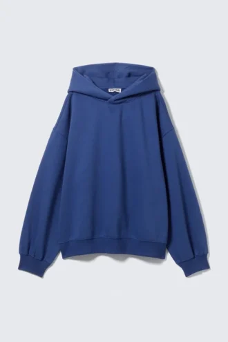 Oversized-Kapuzenpullover aus schwerem Baumwollfleece – Dunkelblau