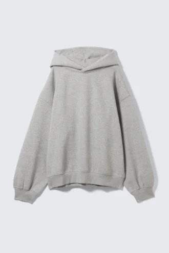 Oversized-Kapuzenpullover aus schwerem Baumwollfleece – Grau meliert