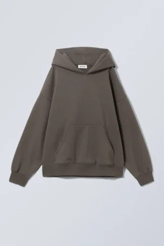 Oversized-Kapuzenpullover aus schwerem Stoff – Dunkelbraun