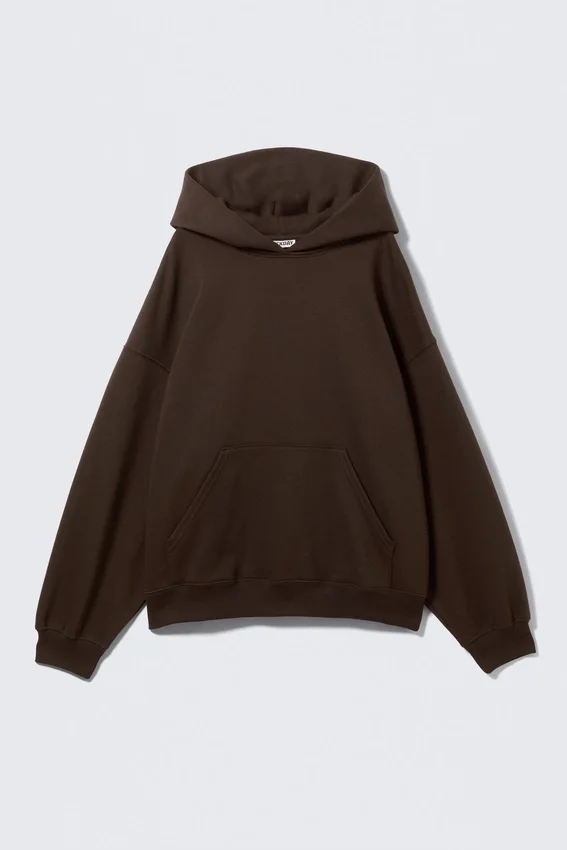 Oversized-Kapuzenpullover aus schwerem Stoff – Dunkelbraun Oversized-Kapuzenpullover aus schwerem Stoff – Dunkelbraun