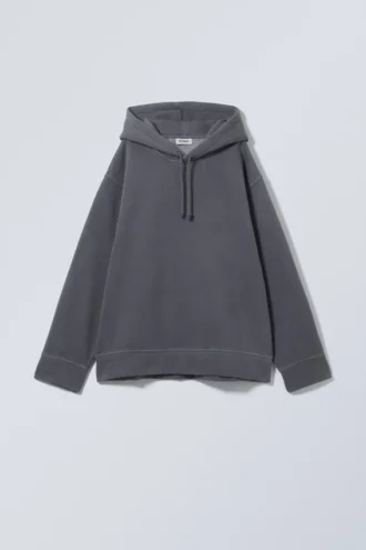 Oversized-Kapuzenpullover aus schwerem Stoff – Dunkelstaubblau