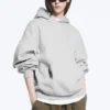 Oversized-Kapuzenpullover aus schwerem Stoff – Hellgrau meliert Oversized-Kapuzenpullover aus schwerem Stoff – Hellgrau meliert
